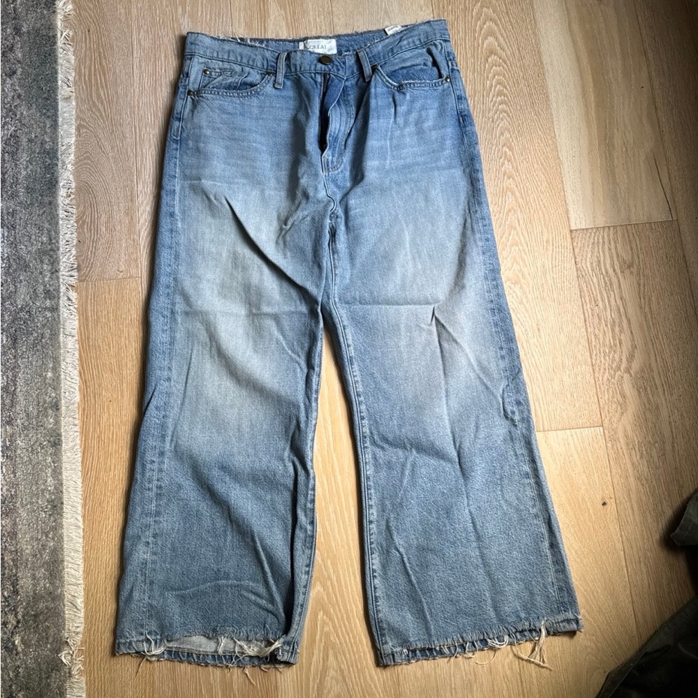 THE GREAT. Rider Cropped Wide Leg Jean